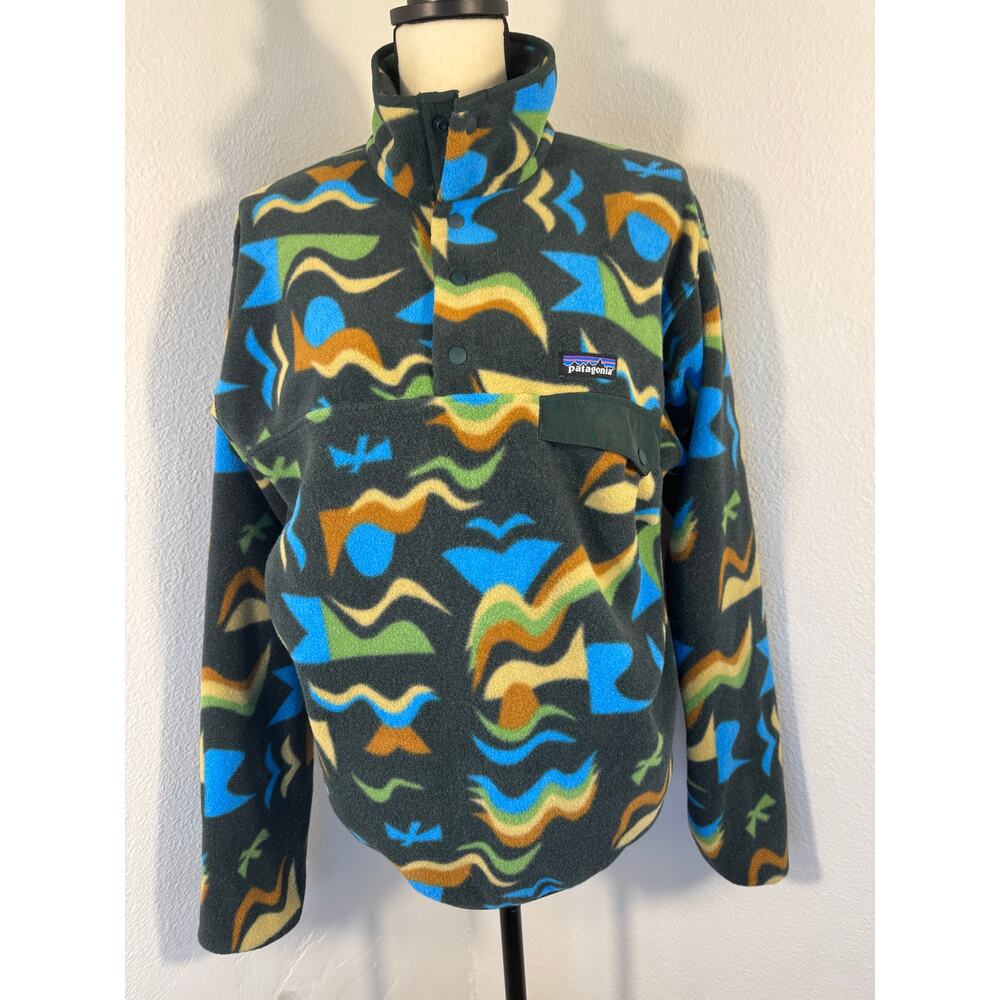 Patagonia Synchilla Arctic Collage Northern Green Fleece Pullover M - Picture 7 of 15